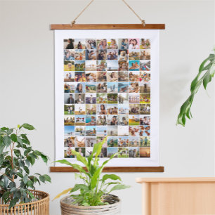 Simple Modern 88 Photo Collage Hanging Tapestry