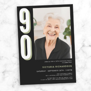 Simple Modern 90th Birthday  Invitation