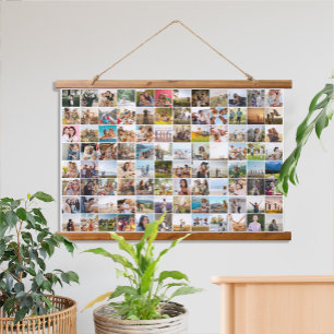 Simple Modern 96 Photo Collage Hanging Tapestry