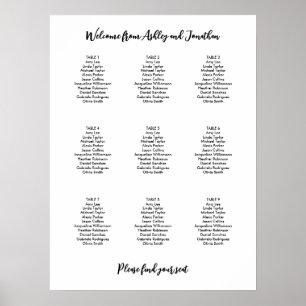Simple Modern 9 Table Seating Chart