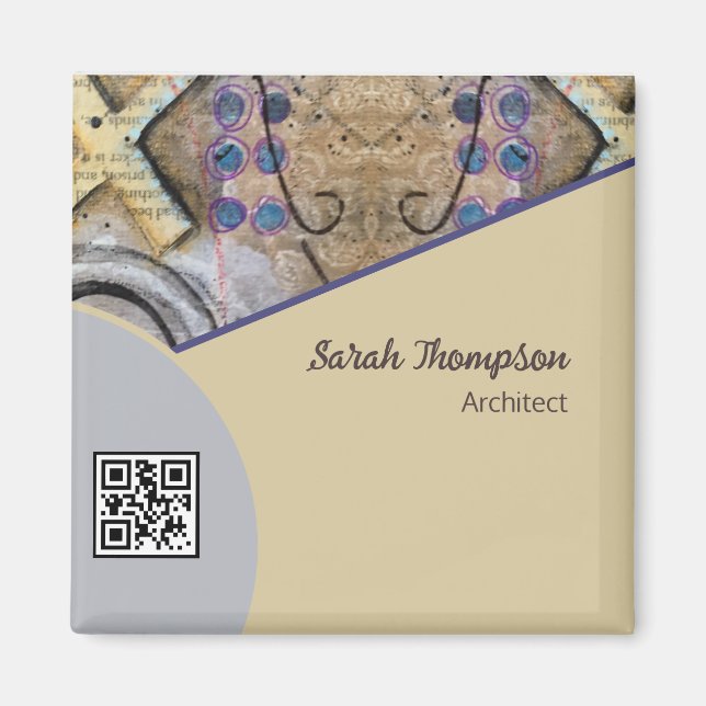 Simple Modern Abstract Accents QR Code or Logo Magnet (Front)