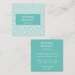 Simple modern abstract mint green square business card