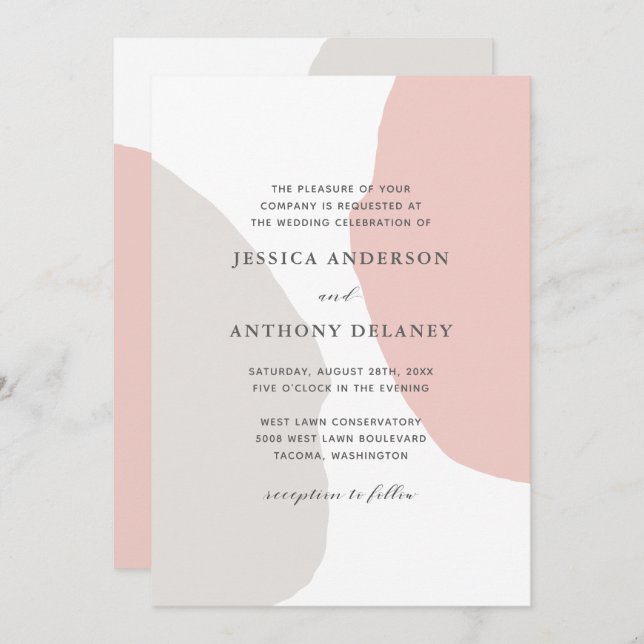 Simple Modern Abstract Shapes Wedding Invitation (Front/Back)