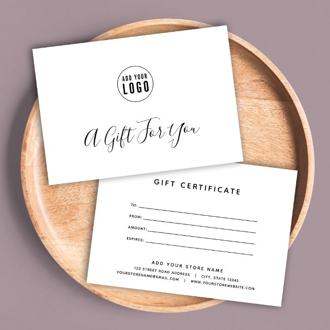 Simple Modern Add Your Logo Gift Certificate (Creator Uploaded)