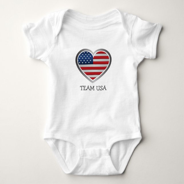 Simple Modern America Fan cheer USA Flag team name Baby Bodysuit (Front)