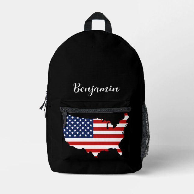 Simple Modern american usa Flag National 4th july Printed Backpack (Front)
