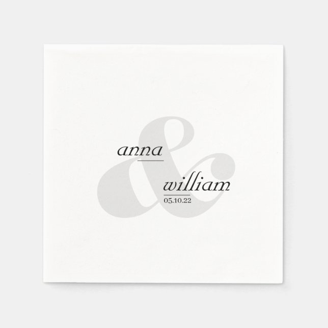 Simple Modern Ampersand Wedding Paper Napkin (Front)