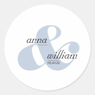 Simple Modern Ampersand Wedding Round Sticker