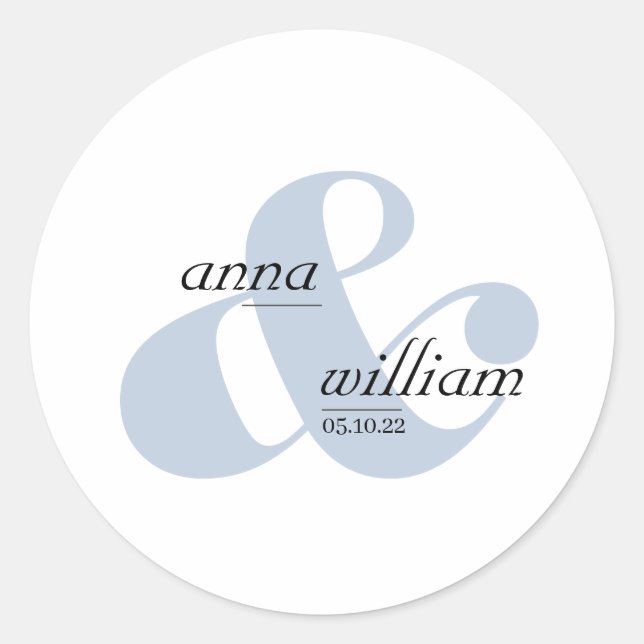 Simple Modern Ampersand Wedding Round Sticker (Front)
