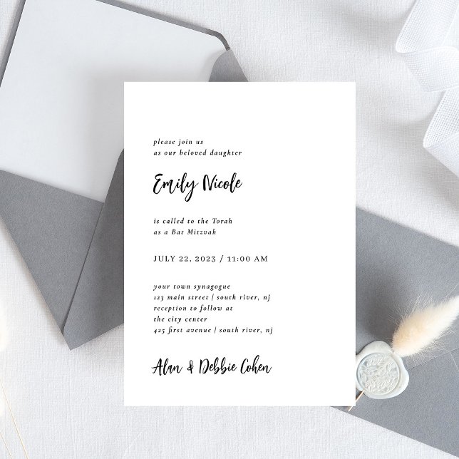 Simple Modern and Minimalist | Bat Mitzvah Invitation (Creator Uploaded)