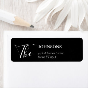 Simple Modern and Minimalist   Black and White Return Address Label