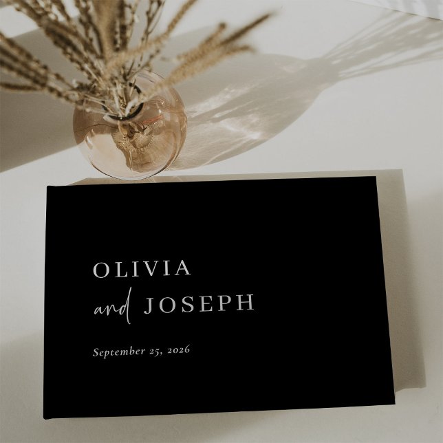 Simple Modern and Minimalist Black | Wedding Guest Book (A modern and minimalist, black wedding guest book)