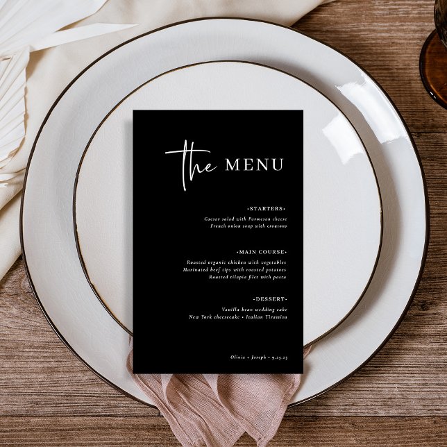Simple Modern and Minimalist | Black Wedding Menu (Creator Uploaded)