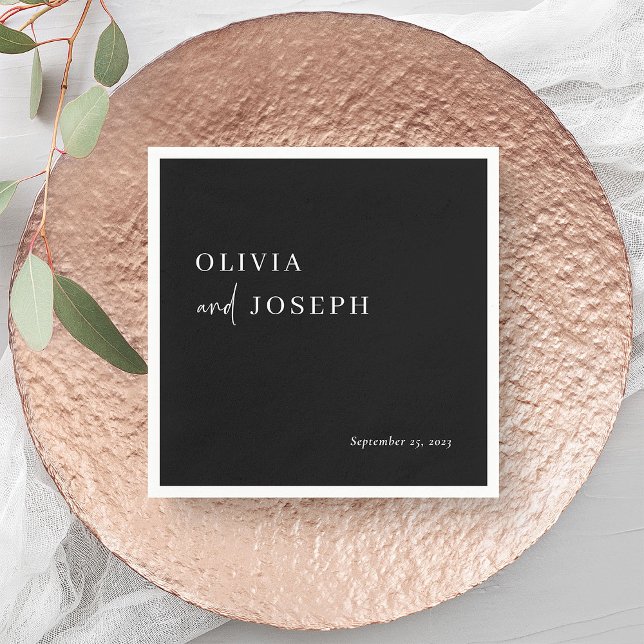 Simple Modern and Minimalist | Black Wedding Napkin (Modern and minimalist wedding or shower napkins)