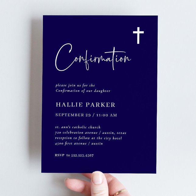 Simple Modern and Minimalist Blue | Confirmation Invitation (Creator Uploaded)