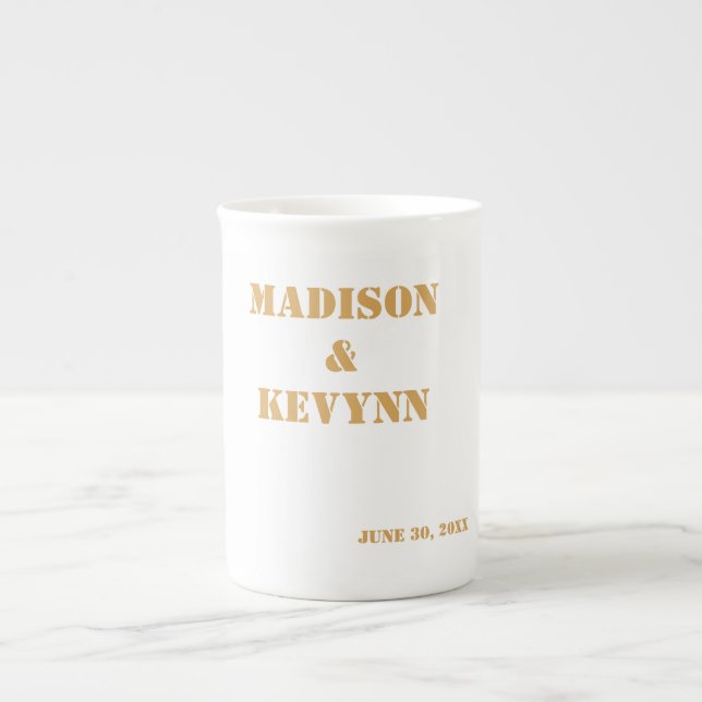 Simple Modern and Minimalist | Dark Black Wedding  Bone China Mug (Front)