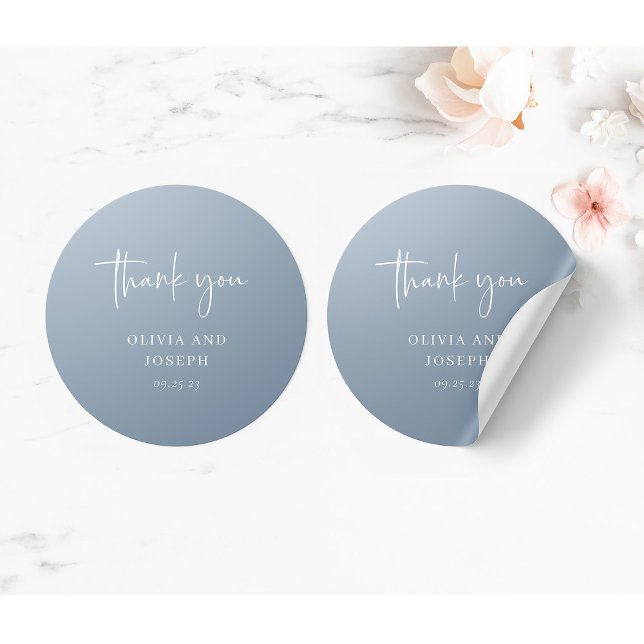 Simple Modern and Minimalist | Dusty Blue Wedding Classic Round Sticker (Creator Uploaded)