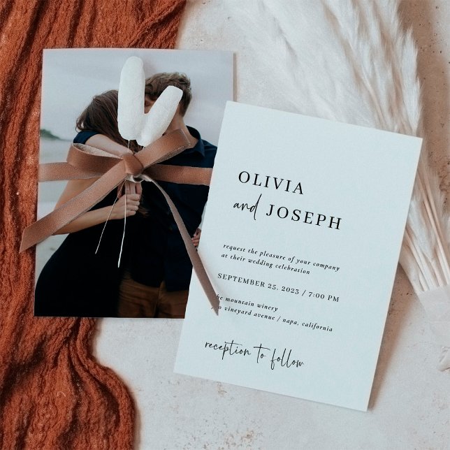 Simple Modern and Minimalist | Photo Back Wedding Invitation (Creator Uploaded)