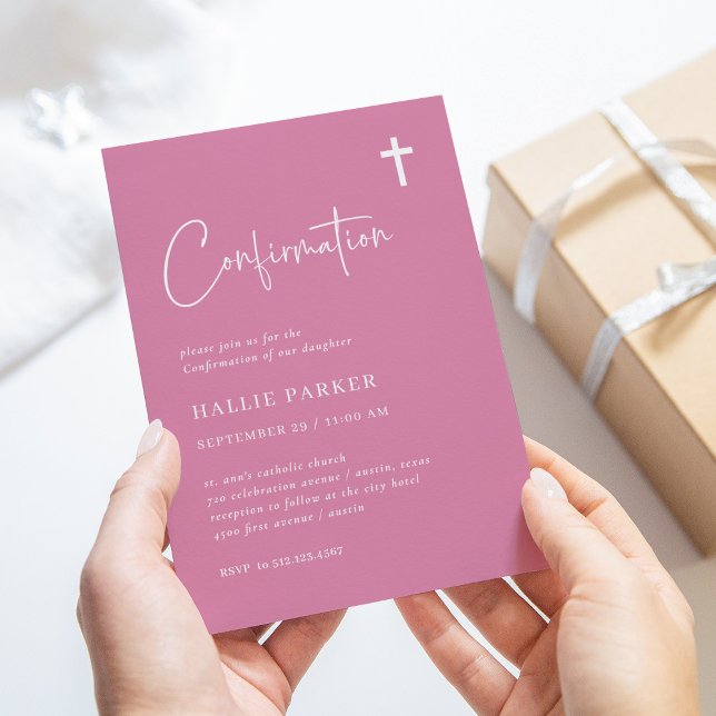 Simple Modern and Minimalist Pink | Confirmation Invitation (Creator Uploaded)