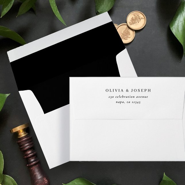 Simple Modern and Minimalist | Wedding Envelope (An elegant, minimalist black and white wedding envelope)