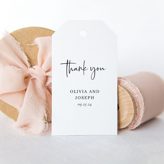 Simple Modern and Minimalist | Wedding Gift Tags (An elegant black and white thank you gift tag)