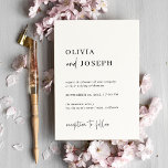 Simple Modern and Minimalist | Wedding Invitation<br><div class="desc">These elegant,  black and white wedding invitations are simple and minimalist yet very stylish due to the modern handwritten script and clean layout.</div>