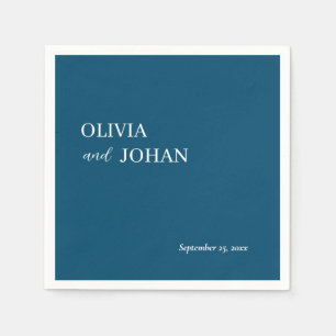 Simple Modern and Minimalist   Wedding Navy Blue Napkin