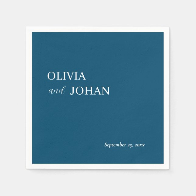 Simple Modern and Minimalist | Wedding Navy Blue Napkin (Front)