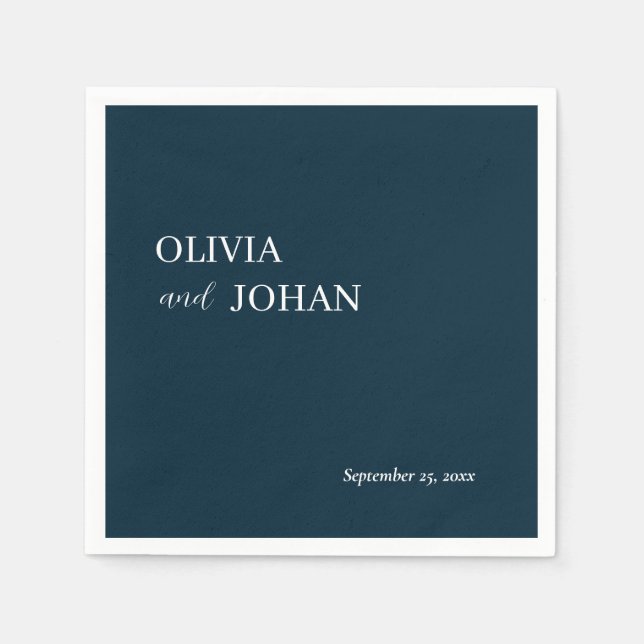Simple Modern and Minimalist | Wedding Navy Blue Napkin (Front)