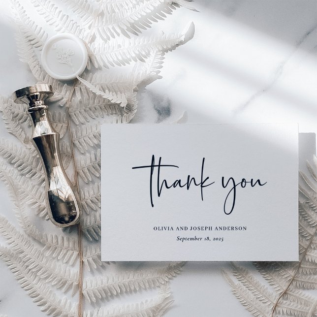 Simple Modern and Minimalist | Wedding Thank You Card (An elegant, minimalist black and white thank you card)