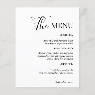 Simple Modern and Minimalist White Wedding Menu