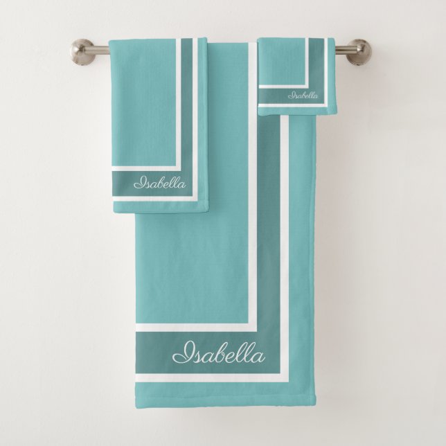 Simple Modern Aqua Sky Bath Towel Set (Insitu)