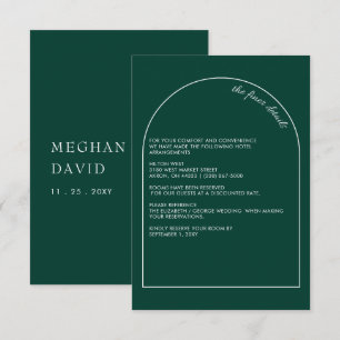 Simple Modern Arch Emerald Green Wedding Enclosure Card