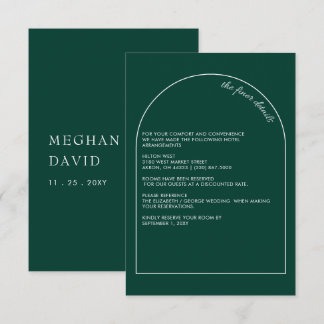 Simple Modern Arch Emerald Green Wedding   Enclosure Card