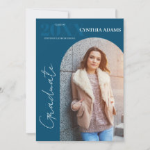 Simple Modern Arch Photo Blue Graduation