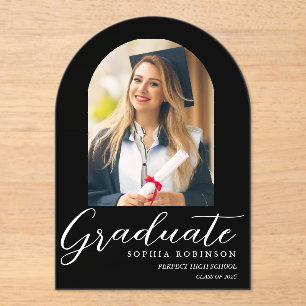 Simple Modern Arch Photo Graduation Acrylic Invitations