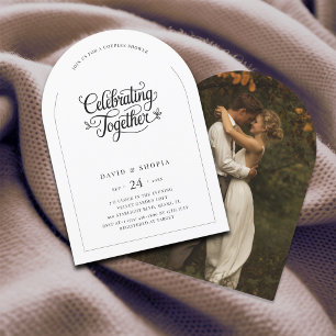 Simple Modern Arch Photo Wedding Couples Shower Invitation