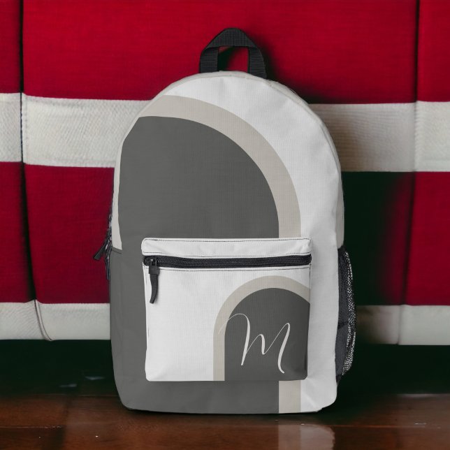 Simple Modern Arch with Monogram Initial Printed Backpack (Creator Uploaded)