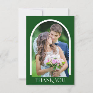 Simple Modern Arched Photo Wedding Thank You Card