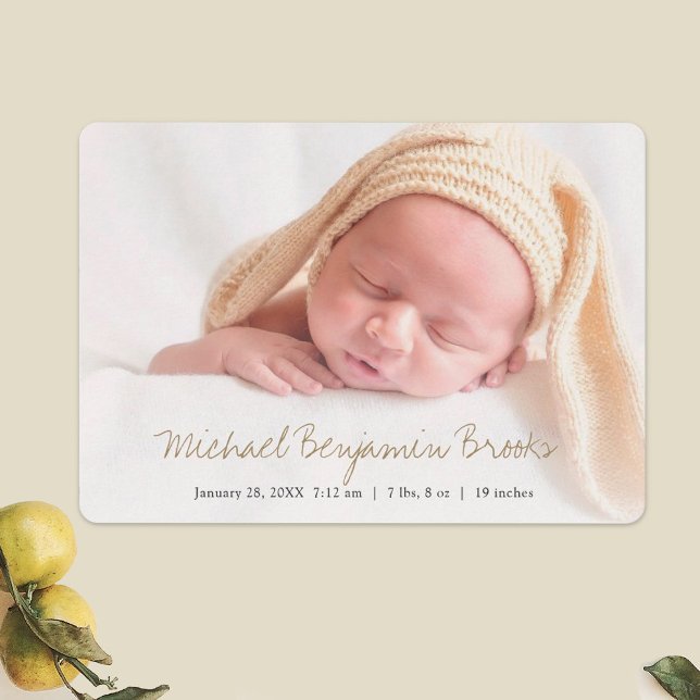 Simple Modern Baby Photo Birth Announcement (Creator Uploaded)