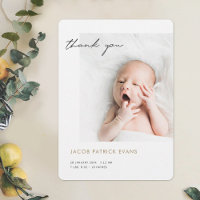 Simple Modern Baby Photo Thank You Birth
