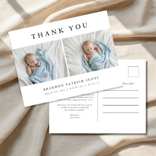 Simple Modern Baby Photo Thank You Birth Announcement Postcard