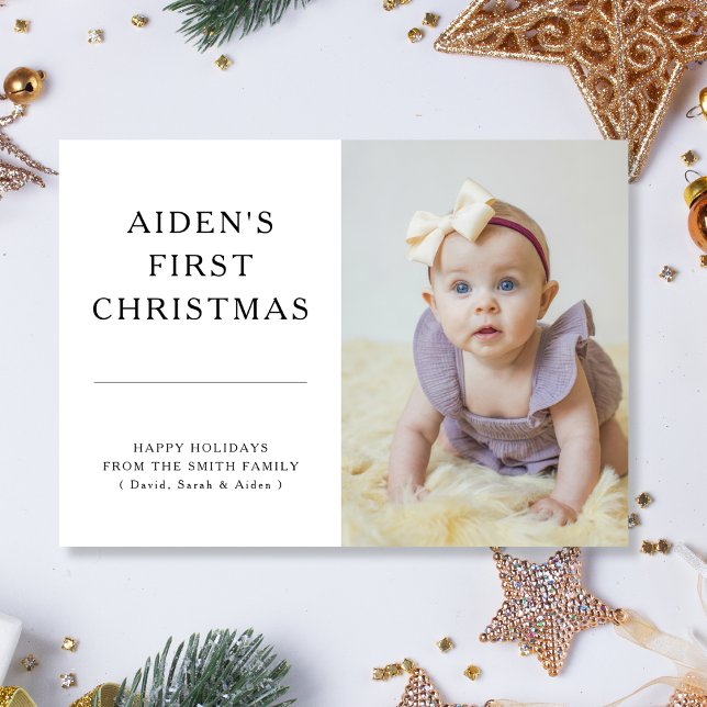 Simple Modern Baby’s First Christmas Photo Card (Creator Uploaded)