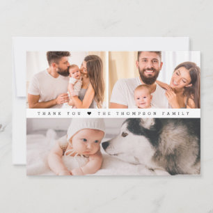 Simple Modern Baby Shower 3 Photos Thank You Card