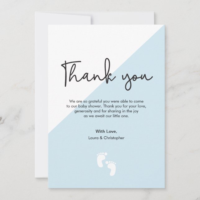 Simple Modern Baby Shower Thank You baby feet Invitation (Front)