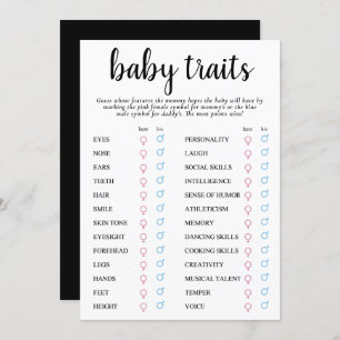 Simple Modern Baby Trait   Classic Keepsake Card