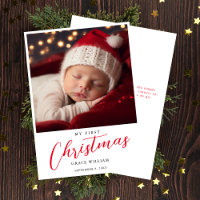 Simple Modern Baby's First Christmas Photo 