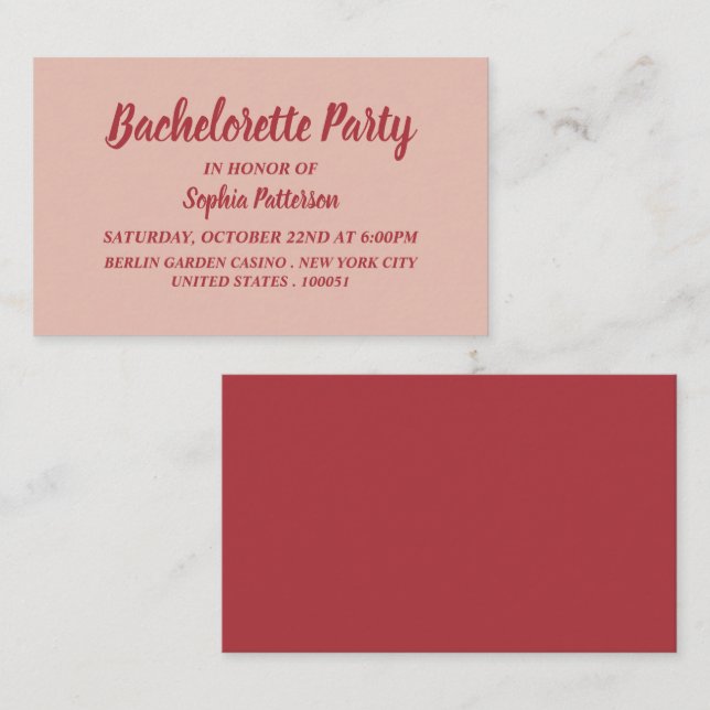 Simple & Modern, Bachelorette Party Ticket Invite (Front/Back)