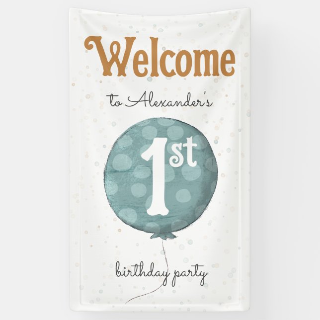 Simple Modern Balloon 1st Birthday Welcome Banner (Vertical)