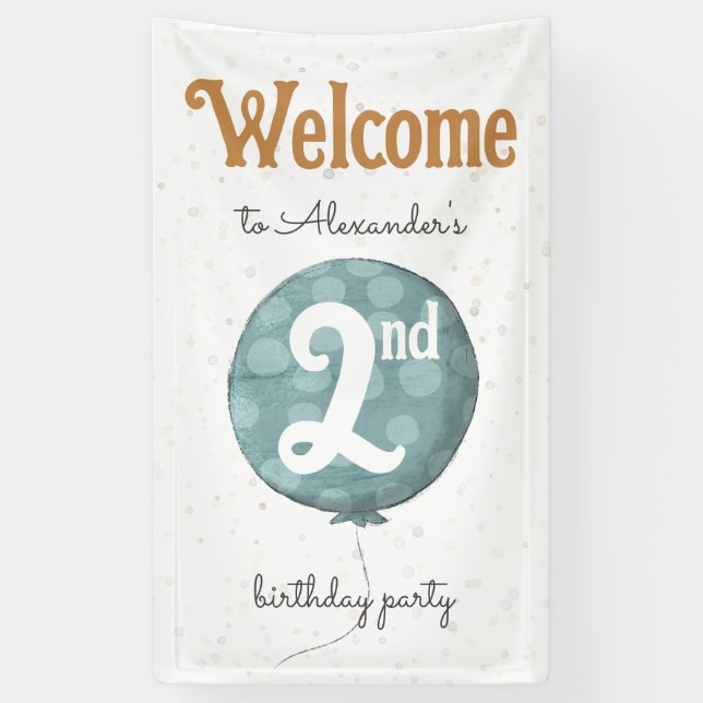 Simple Modern Balloon 2nd Birthday Welcome Banner (Vertical)